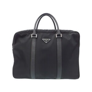 Prada Tessuto Nylon Briefcase black Saffiano leather trim